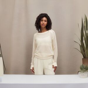 Lululemon Pointelle-Knit Cotton Sweater Light Ivory SZ SP